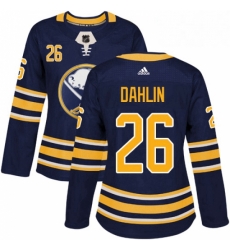 Womens Adidas Buffalo Sabres 26 Rasmus Dahlin Authentic Navy Blue Home NHL Jersey 