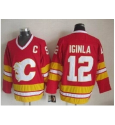 Calgary Flames #12 Jarome Iginla Red CCM Throwback Stitched NHL Jersey