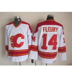 Calgary Flames #14 Theoren Fleury White CCM Throwback Stitched NHL Jersey