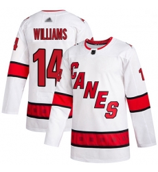 Hurricanes 14 Justin Williams White Road Authentic Stitched Hockey Jersey