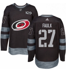 Mens Adidas Carolina Hurricanes 27 Justin Faulk Authentic Black 1917 2017 100th Anniversary NHL Jersey 