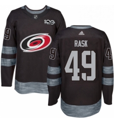 Mens Adidas Carolina Hurricanes 49 Victor Rask Authentic Black 1917 2017 100th Anniversary NHL Jersey 