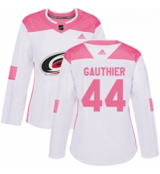 Womens Adidas Carolina Hurricanes 44 Julien Gauthier Authentic WhitePink Fashion NHL Jersey 