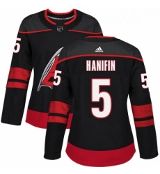 Womens Adidas Carolina Hurricanes 5 Noah Hanifin Authentic Black Alternate NHL Jersey 