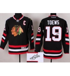 Chicago Blackhawks 19 Jonathan Toews Black 2014 Stadium Series Signed Jerseys