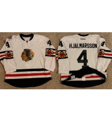 Men Chicago Blackhawks 4 Niklas Hjalmarsson White Stitched Hockey Jersey