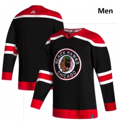 Men Chicago Blackhawks Blank Black 2020 21 Reverse Retro Adidas Jersey