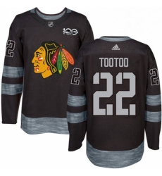 Mens Adidas Chicago Blackhawks 22 Jordin Tootoo Authentic Black 1917 2017 100th Anniversary NHL Jersey 