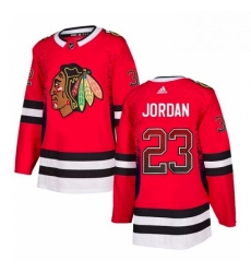 Mens Adidas Chicago Blackhawks 23 Michael Jordan Authentic Red Drift Fashion NHL Jersey 