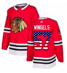 Mens Adidas Chicago Blackhawks 57 Tommy Wingels Authentic Red USA Flag Fashion NHL Jersey 