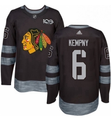 Mens Adidas Chicago Blackhawks 6 Michal Kempny Authentic Black 1917 2017 100th Anniversary NHL Jersey 