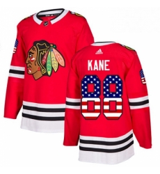 Mens Adidas Chicago Blackhawks 88 Patrick Kane Authentic Red USA Flag Fashion NHL Jersey 