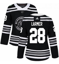 Womens Adidas Chicago Blackhawks 28 Steve Larmer Authentic Black 2019 Winter Classic NHL Jersey 