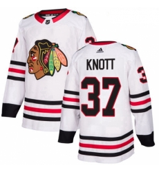 Womens Adidas Chicago Blackhawks 37 Graham Knott Authentic White Away NHL Jersey 