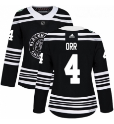 Womens Adidas Chicago Blackhawks 4 Bobby Orr Authentic Black 2019 Winter Classic NHL Jersey 