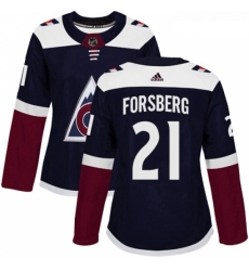 Womens Adidas Colorado Avalanche 21 Peter Forsberg Premier Navy Blue Alternate NHL Jersey 