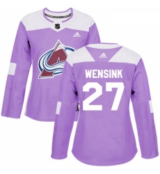 Womens Adidas Colorado Avalanche 27 John Wensink Authentic Purple Fights Cancer Practice NHL Jersey 