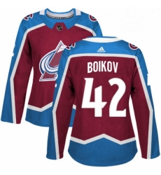 Womens Adidas Colorado Avalanche 42 Sergei Boikov Premier Burgundy Red Home NHL Jersey 