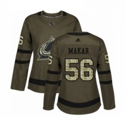 Womens Adidas Colorado Avalanche 56 Cale Makar Authentic Green Salute to Service NHL Jersey 