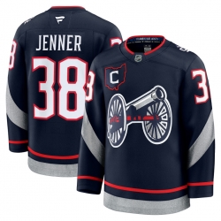 Men Columbus Blue Jackets 38 Boone Jenner Navy 2024 25 With C Patch Stitched Hockey Jersey