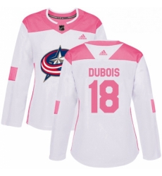 Womens Adidas Columbus Blue Jackets 18 Pierre Luc Dubois Authentic WhitePink Fashion NHL Jersey 