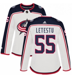 Womens Adidas Columbus Blue Jackets 55 Mark Letestu Authentic White Away NHL Jersey 