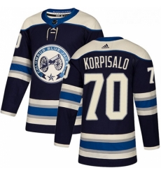 Youth Adidas Columbus Blue Jackets 70 Joonas Korpisalo Authentic Navy Blue Alternate NHL Jersey 