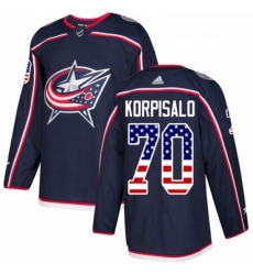 Youth Adidas Columbus Blue Jackets 70 Joonas Korpisalo Authentic Navy Blue USA Flag Fashion NHL Jersey 