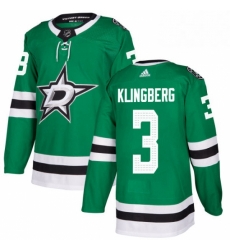 Mens Adidas Dallas Stars 3 John Klingberg Authentic Green Home NHL Jersey 