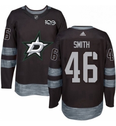 Mens Adidas Dallas Stars 46 Gemel Smith Authentic Black 1917 2017 100th Anniversary NHL Jersey 