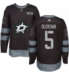 Mens Adidas Dallas Stars 5 Jamie Oleksiak Premier Black 1917 2017 100th Anniversary NHL Jersey 