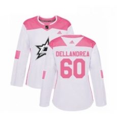 Womens Adidas Dallas Stars 60 Ty Dellandrea Authentic White Pink Fashion NHL Jersey 