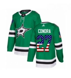 Youth Adidas Dallas Stars 27 Erik Condra Authentic Green USA Flag Fashion NHL Jersey 