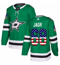 Youth Adidas Dallas Stars 68 Jaromir Jagr Authentic Green USA Flag Fashion NHL Jersey 