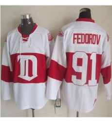 Detroit Red Wings #91 Sergei Fedorov White Winter Classic CCM Throwback Stitched NHL jersey