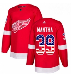 Mens Adidas Detroit Red Wings 39 Anthony Mantha Authentic Red USA Flag Fashion NHL Jersey 