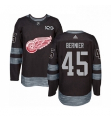 Mens Adidas Detroit Red Wings 45 Jonathan Bernier Authentic Black 1917 2017 100th Anniversary NHL Jersey 