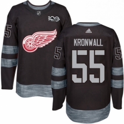 Mens Adidas Detroit Red Wings 55 Niklas Kronwall Premier Black 1917 2017 100th Anniversary NHL Jersey 