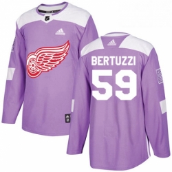 Mens Adidas Detroit Red Wings 59 Tyler Bertuzzi Authentic Purple Fights Cancer Practice NHL Jersey 