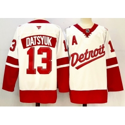 Men's Detroit Red Wings 13 Pavel Datsyuk White 2024-25 Stitched Fanatics Jersey