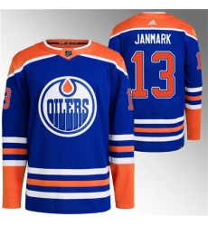 Men Edmonton Oilers 13 Mattias Janmark Royal Stitched Jersey