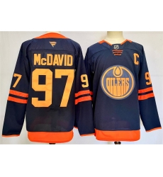 Men Edmonton Oilers 97 Connor McDavid Navy 2024 25 C Patch Stitched Jersey