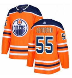 Mens Adidas Edmonton Oilers 55 Mark Letestu Authentic Orange Home NHL Jersey 