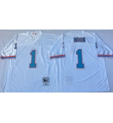 Oilers 1 Warren Moon White Throwback Jersey