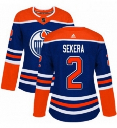 Womens Adidas Edmonton Oilers 2 Andrej Sekera Authentic Royal Blue Alternate NHL Jersey 