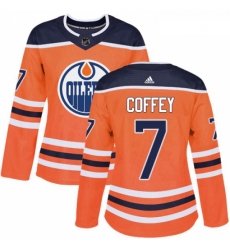 Womens Adidas Edmonton Oilers 7 Paul Coffey Authentic Orange Home NHL Jersey 