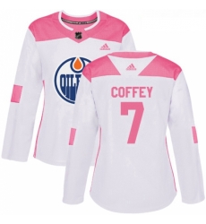 Womens Adidas Edmonton Oilers 7 Paul Coffey Authentic WhitePink Fashion NHL Jersey 