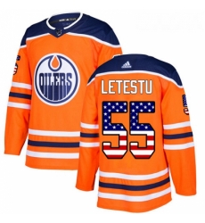 Youth Adidas Edmonton Oilers 55 Mark Letestu Authentic Orange USA Flag Fashion NHL Jersey 