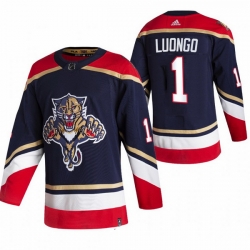 Men Florida Panthers 1 Roberto Luongo Black Adidas 2020 21 Reverse Retro Alternate NHL Jersey