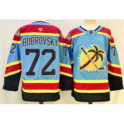 Men Florida Panthers 72 Sergei Bobrovsky Blue 2024 25 Reverse Retro Stitched Hockey Jersey